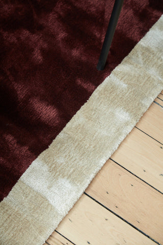 Bamboo Silk and Wool Blend Stripe Bordeaux / Chalk - NODI HANDMADE RUGS