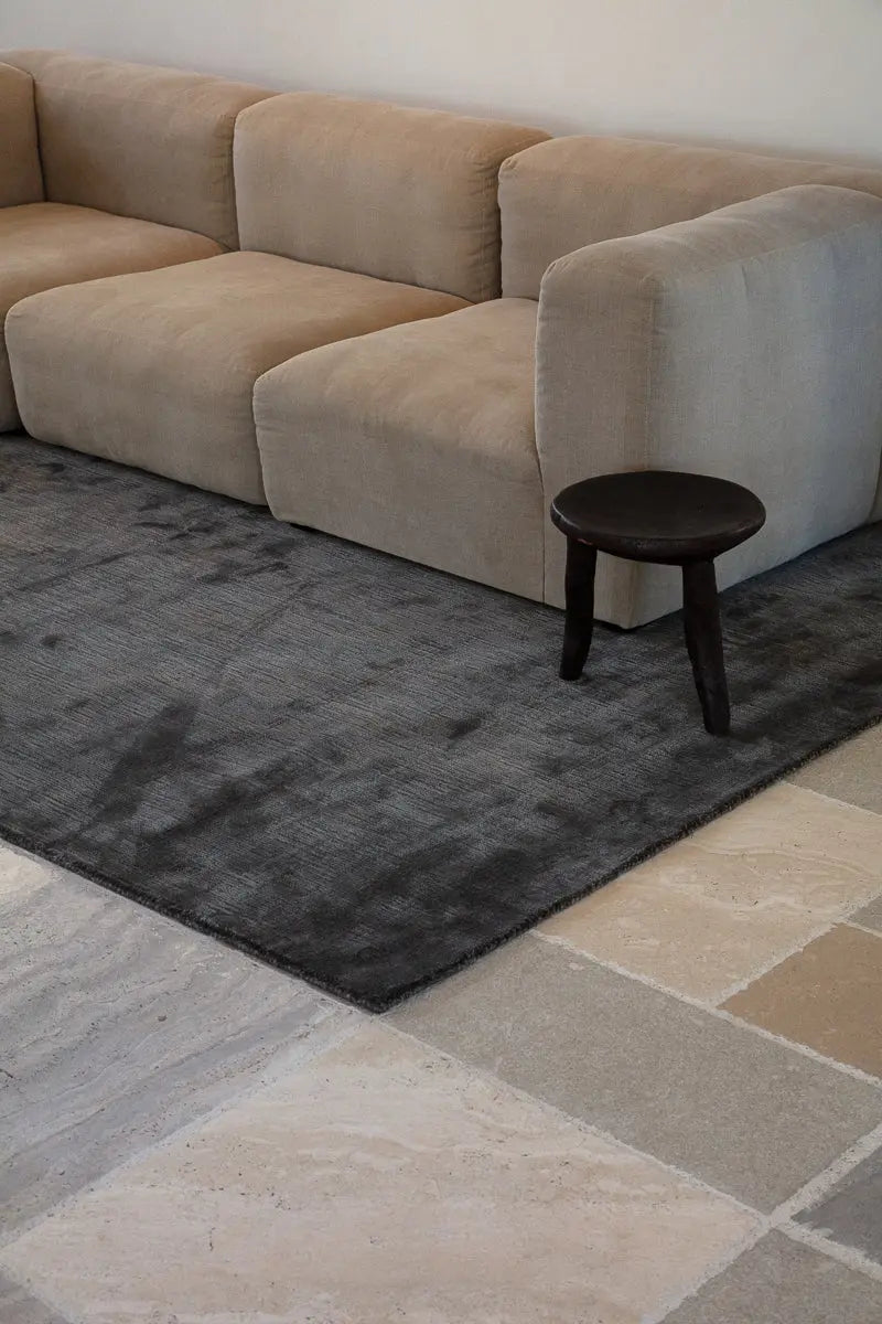 Bamboo Silk and Wool Blend Charcoal - NODI HANDMADE RUGS